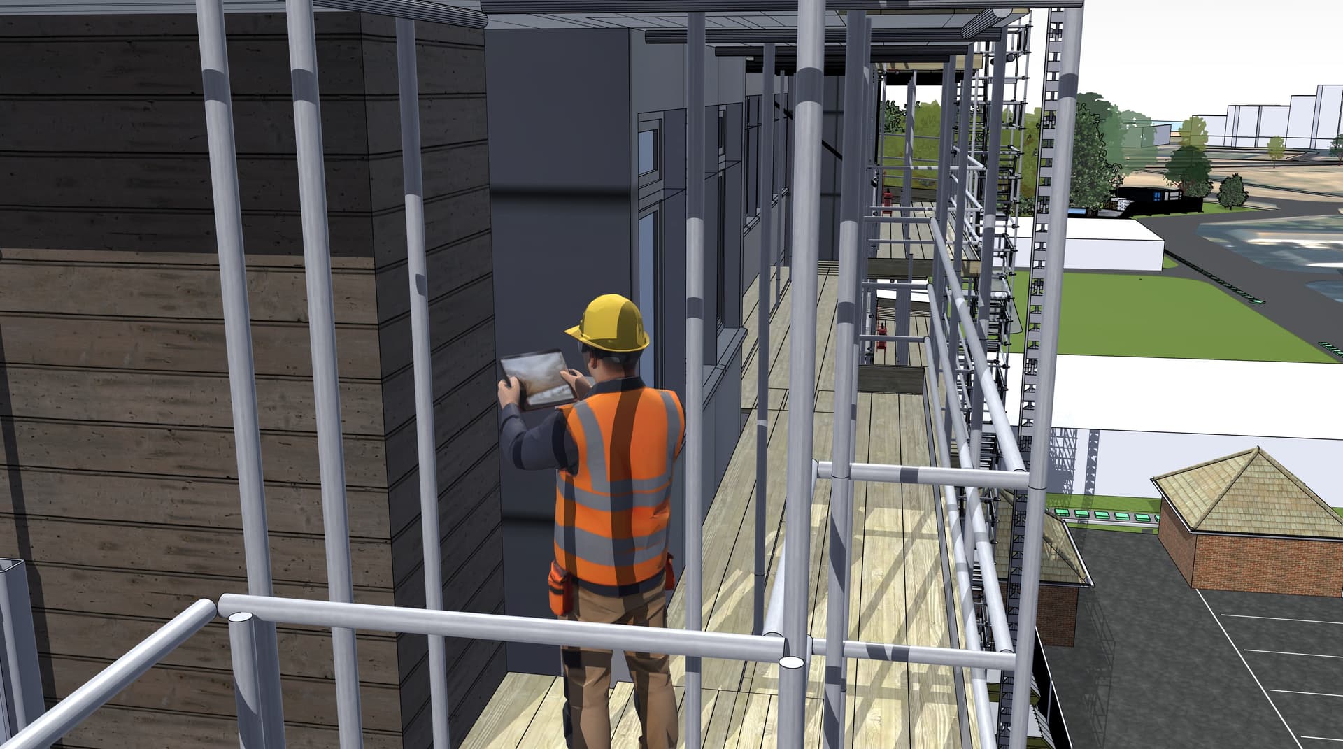 Planner-led 4D visual showing build progression and logistics staging