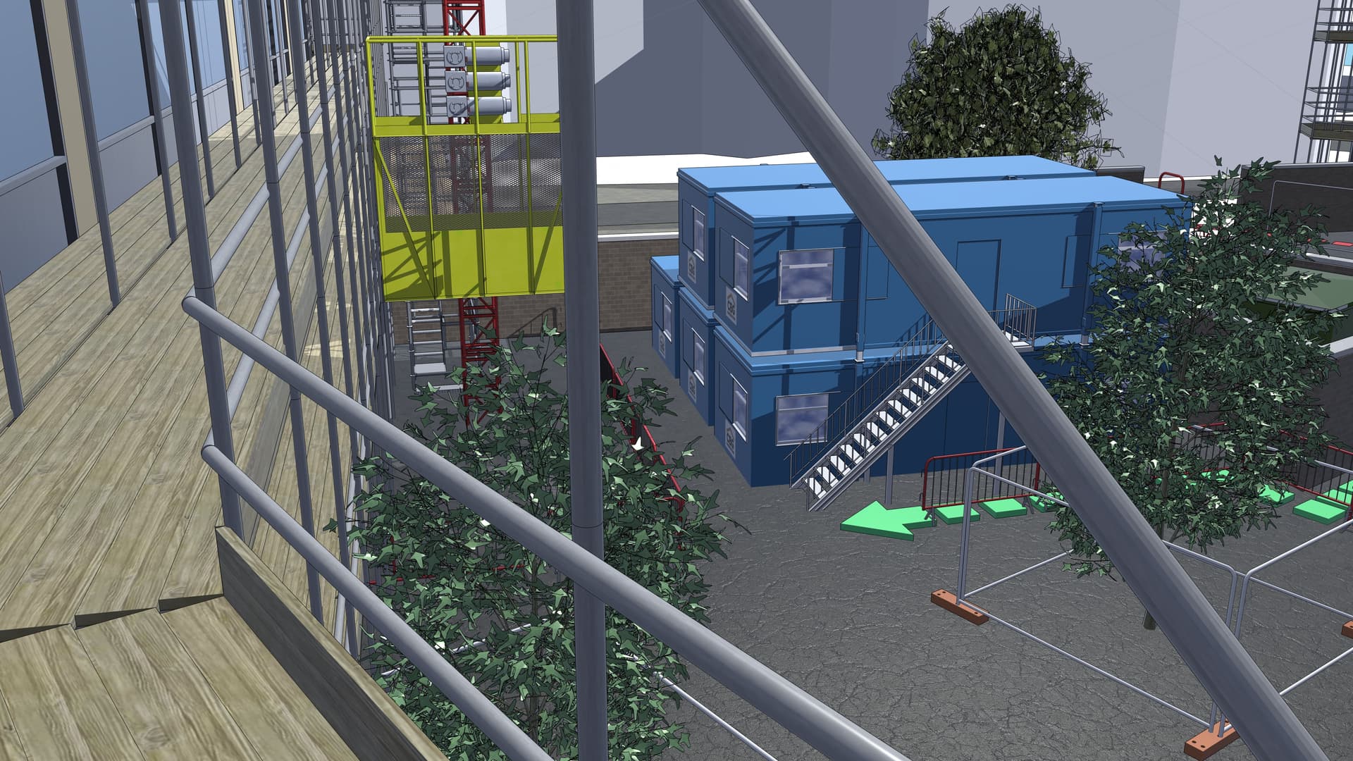 Tender visual showing site activity in a constrained courtyard
