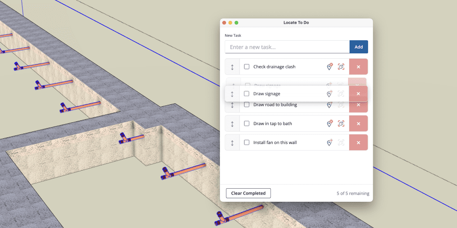 Track tasks on drainage components