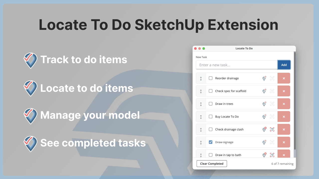 Locate To Do Extension - Track and manage tasks in SketchUp